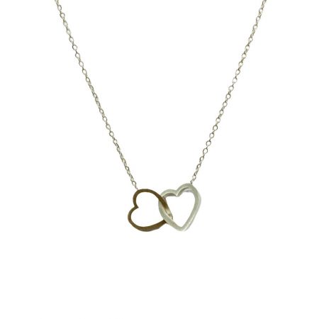 Ατσάλινο κολιέ - δύο καρδιές ενωμένες