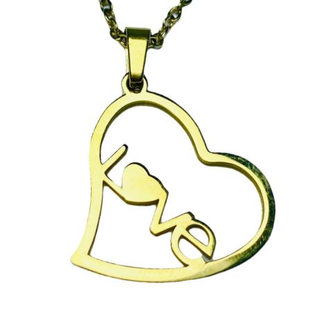 Ατσάλινο κολιέ - καρδιά που γράφει love