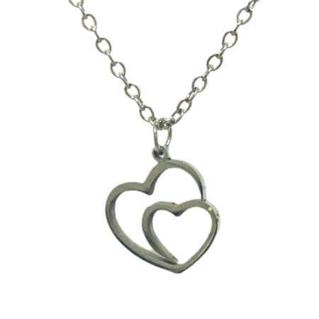 Stainless steel necklace - Two hearts