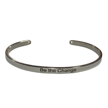 Βραχιόλι χειροπέδα ατσάλινη με λογότυπο - Be the Change