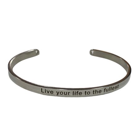 Βραχιόλι χειροπέδα ατσάλινη με λογότυπο - Live your life to the fullest