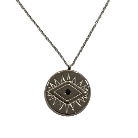 Ατσάλινο κολιέ σε ασημί χρώμα-σχέδιο μάτι