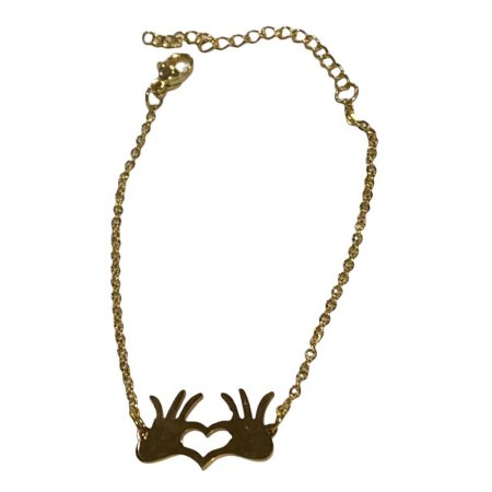 Ατσάλινο βραχιόλι με σχέδιο χεράκια που σχηματίζουν καρδιά