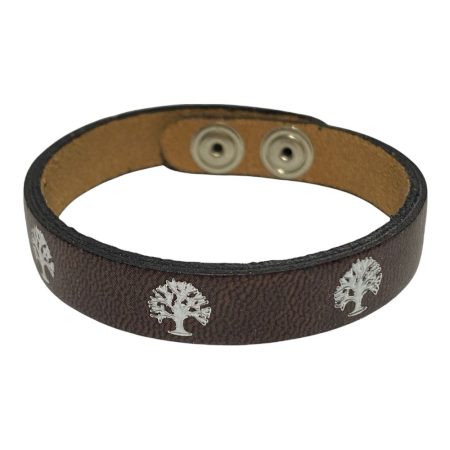 Ανδρικό βραχιόλι δερμάτινο σε καφέ σκούρο χρώμα με το δέντρο της ζωής