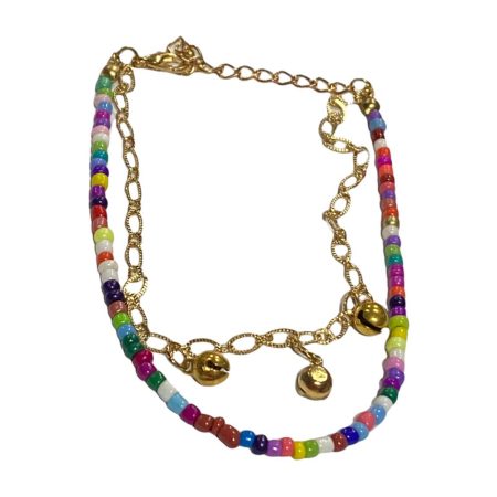 Multi colour double ankle bracelet