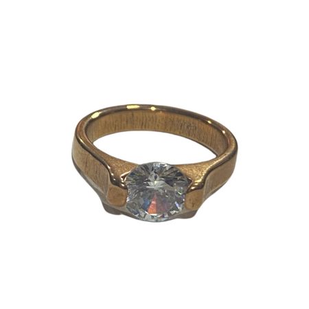 Ατσάλινο γυναικείο δαχτυλίδι με ζιργκόν σε ροζ χρυσό χρώμα