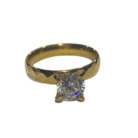 Ατσάλινο γυναικείο δαχτυλίδι με ζιργκόν σε χρυσό χρώμα