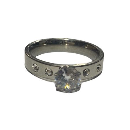 Ατσάλινο γυναικείο δαχτυλίδι με ζιργκόν σε ασημί χρώμα