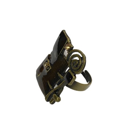 Μπρούτζινο δαχτυλίδι ανοιγόμενο με πρωτότυπο σχέδιο