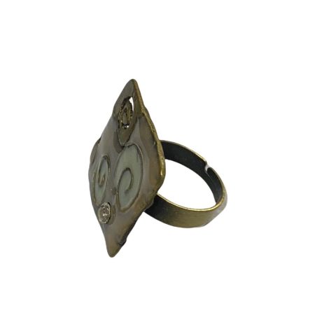 Μπρούτζινο δαχτυλίδι ανοιγόμενο με πρωτότυπο σχέδιο με ζιργκόν