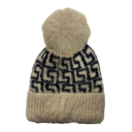 Σκούφος με σχέδιο μαίανδρο σε μπεζ-μαύρο χρώμα 