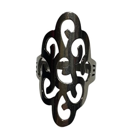 Ατσάλινο γυναικείο δαχτυλίδι με μοντέρνο σχέδιο σε ασημί χρώμα