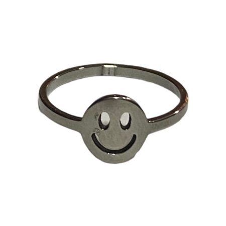 Ατσάλινο γυναικείο δαχτυλίδι με σχέδιο smiley