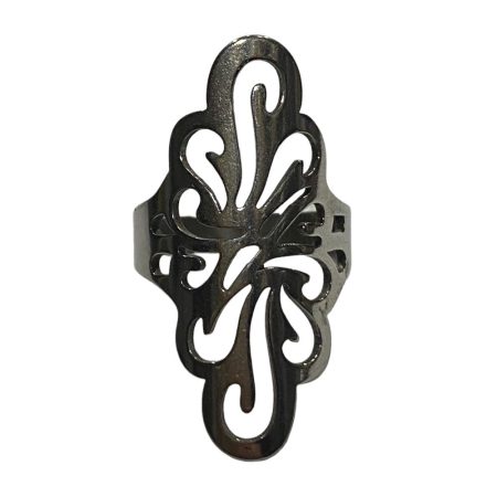 Ατσάλινο γυναικείο δαχτυλίδι με μοντέρνο σχέδιο σε ασημί χρώμα