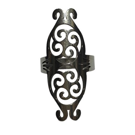 Ατσάλινο γυναικείο δαχτυλίδι με μοντέρνο σχέδιο σε ασημί χρώμα