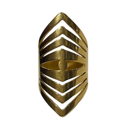 Ατσάλινο γυναικείο δαχτυλίδι με μοντέρνο σχέδιο σε χρυσό χρώμα