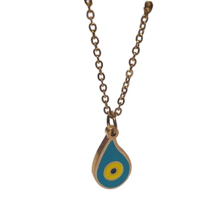 Ατσάλινο γυναικείο κολιέ με σχέδιο μάτι σε γαλάζιο χρώμα