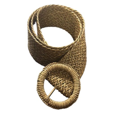 Γυναικεία ψάθινη ζώνη με πλεκτή αγκράφα