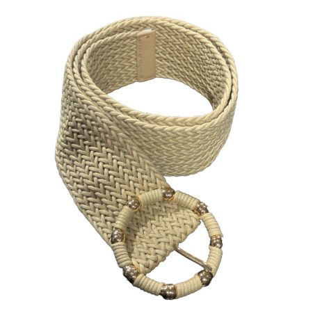 Γυναικεία ψάθινη ζώνη με μεταλλική στρογγυλή αγκράφα