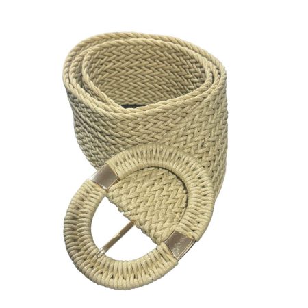 Γυναικεία ψάθινη ζώνη με μακρόστενη αγκράφα