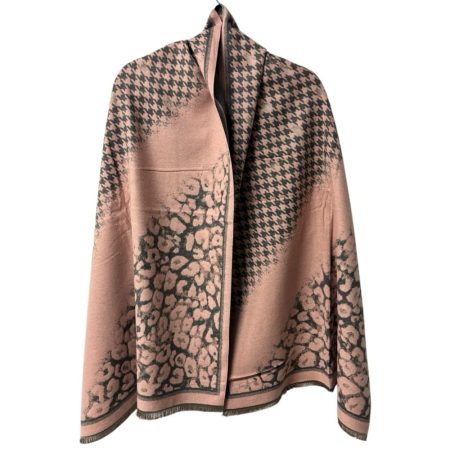 Λεοπάρ εσάρπα διπλής όψης σε ροζ χρώμα