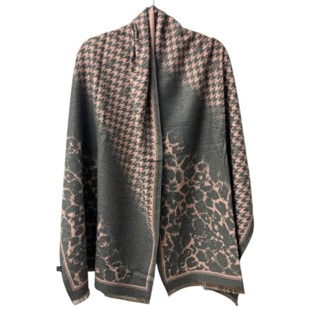 Λεοπάρ εσάρπα διπλής όψης σε ροζ χρώμα