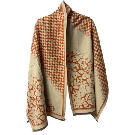 Λεοπάρ εσάρπα διπλής όψης πορτοκαλί χρώμα