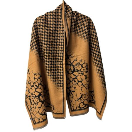 Λεοπάρ εσάρπα διπλής όψης σε καφέ-μαύρο χρώμα