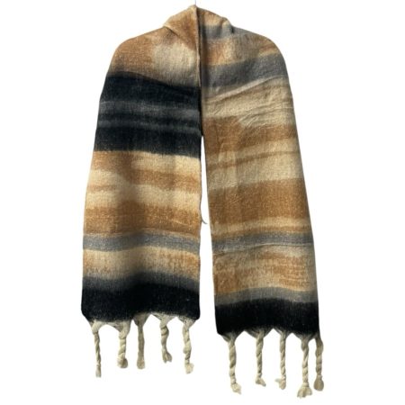 Εσάρπα μάλλινη σε τριχρωμία μπεζ-γκρι-μαύρο