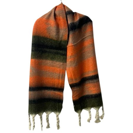 Εσάρπα μάλλινη σε τέσσερα χρώματα πράσινο-πορτοκαλί-μπεζ-μαύρο